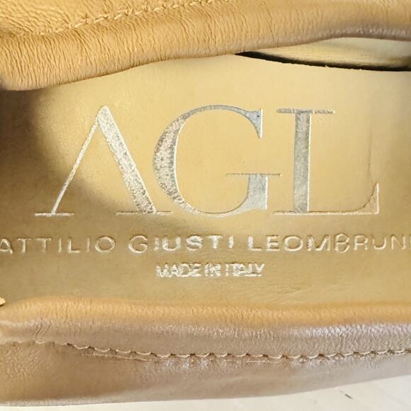 AGL Shoes Womens EU 40.5 US 10.5 Tan Snakeskin Cap Toe Italy Kitten Heels - Picture 11 of 13